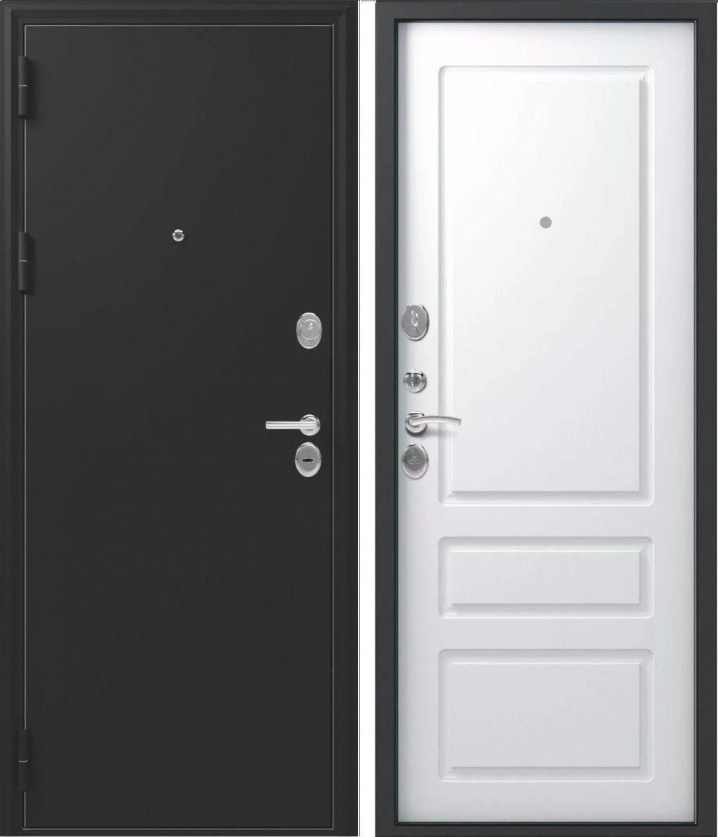 Центурион Lux-6 (черный шелк - софт белый) входная дверь